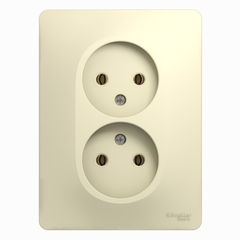 Schneider Electric Glossa Бежевый Розетка 2-местная без заземляющих контактов , в сборе с рамкой IP20 скрытая установка GSL000220