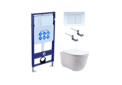 Aquatek Классик SET AQUATEK КЛАССИК-009 4В1 Инсталляция с унитазом и клавишей, цвет: белый фото