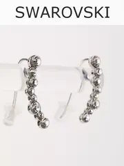 Серьги-клаймберы Млечный путь с белыми кристаллами Swarovski в родии