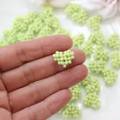 Подвеска Сердце плетёная из бисера, 17*15 мм, салатовый, РК073