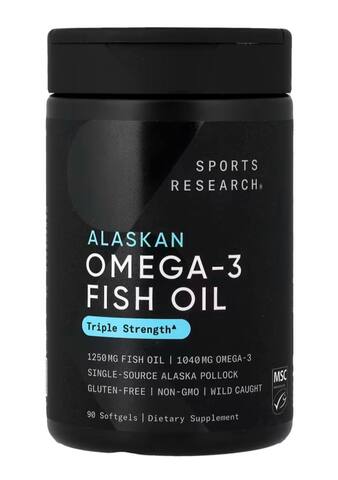 Sports Research рыбий жир с омега-3, 90 капсул