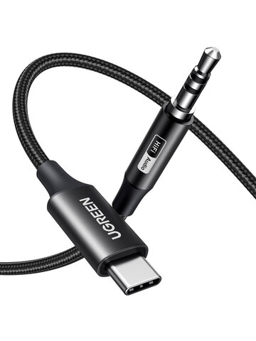 Кабель аудиоадаптер  UGREEN CM450 (65101)  USB-C Male to 3.5mm Male Audio Cable Adapter, 2м, черный