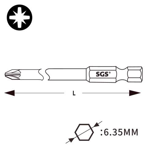 Бита PZ2 х50мм Impact(ударная) S2 10шт SGS 6350-PZ2-IB-10