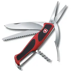 Фото Многопредметный складной нож Victorinox RangerGrip 71 Gardener 0.9713.C, сталь X55CrMo14, рукоять нейлон, 130мм 7 функций красно-чёрный
