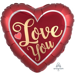 Шар A Сердце, ILY Надпись сатин золото, 28