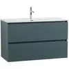 BelBagno UNO-MINI-1000-2C-SO-AO База под раковину подвесная с фрезерованными ручк. по всей длине фасада с двумя выкатн. ящ., Голубой Мат.,1000x395x608