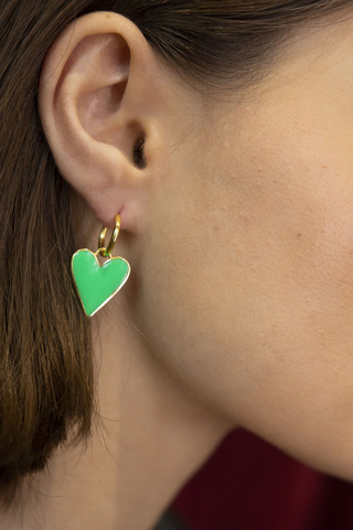 Серьги Лавхарт, серебро 925, позолота 18k, зеленая эмаль 2