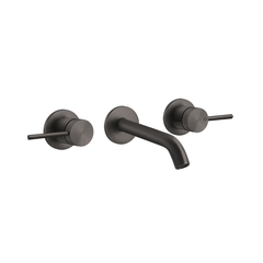 Gessi 316 54392#707 Встраиваемый смеситель для раковины на 3 отверстия, излив 146-128мм (внешние части), цвет: brushed black metal pvd фото