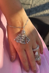 4829- Браслет Tassel с подвеской кисточкой из серебра 925 пробы с куб.цирконами