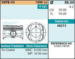 Поршень двигателя TEIKIN 46373 STD (4шт/упак)