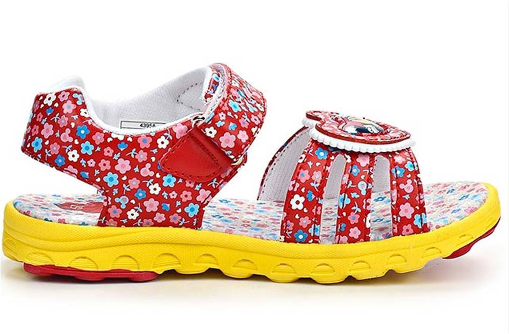 Босоножки Минни Маус (Minnie Mouse) на липучке открытые для девочек, цвет красный желтый