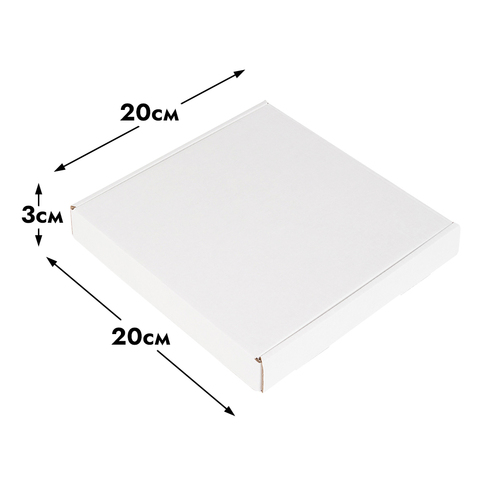 Коробка для пирога самосборная 20*20*3, белая (микрогофрокартон)