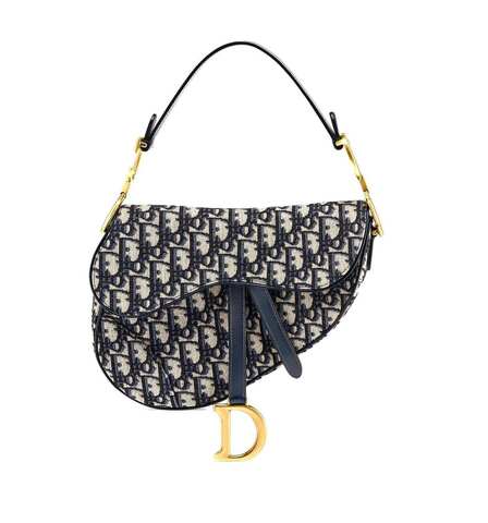 Сумка Dior Oblique жаккард синего цвета