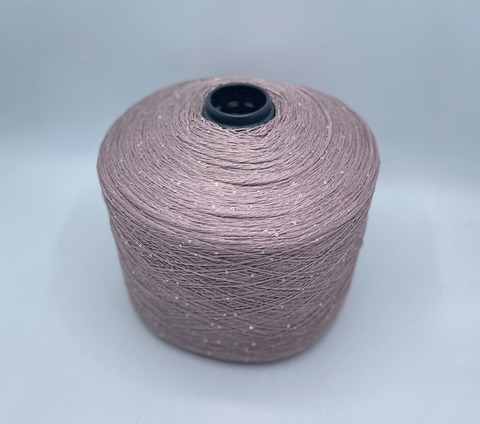 Бобинная пряжа (пр.Италия),Linette Pailletes, 450/100гр, 80% Лен, 20% Полиэстер(пайетка), цвет-Пепельно-розовый+пайетка. арт.36768