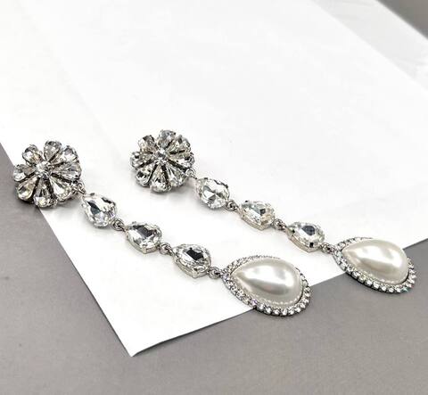 Серьги клипсы Alexandra Rich с кристаллами SWAROVSKI и жемчугом