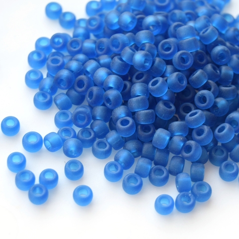 6/0 RR-0149F Бисер круглый Миюки Синий полупрозрачный матовый /Miyuki round 6/0 Matted Transparent Capri Blue