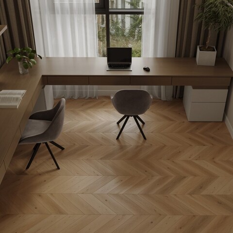 Инженерный ламинат Signature - Обсидиан Шеврон Дуб Сатин Royal Satin (LF703-22)
