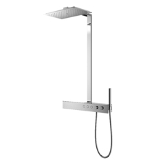 TOTO Z TBW05401R Душевая стойка с термостатическим смесителем, верхним и ручным душем 112x545x1113мм с белой полочкой, цвет хром фото