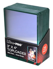 Ultra Pro - Жесткие прозрачные протекторы с зелеными краями (toploader)
