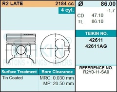 Поршень двигателя TEIKIN 42611AG STD (4шт/упак)