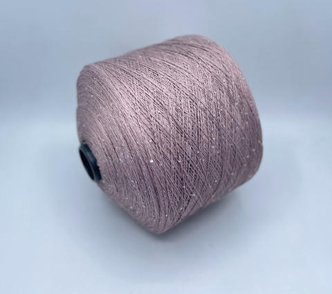 Бобинная пряжа (пр.Италия),Linette Pailletes, 450/100гр, 80% Лен, 20% Полиэстер(пайетка), цвет-Пепельно-розовый+пайетка. арт.36768