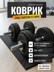 Коврик защитный под гантели, гири / черная волна