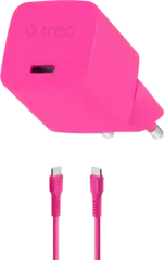Зарядное устройство TTEC SmartCharger GAN 20W PD USB-C Travel Fast Chargerс каб USB-C 1,2м, неоновый розовый