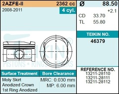 Поршень двигателя TEIKIN 46379 STD (4шт/упак)