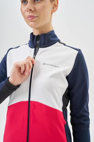 Женская тренировочная лыжная куртка Nordski Advance white-pink-blueberry