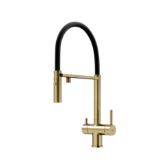 Sancos Imola SC4010BGBH Смеситель для кухни с гибким изливом и краном для фильтра, цвет: брашированное золото,черный фото