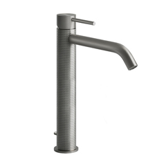 Gessi 316 54403#239 Смеситель для раковины на 1 отверстие, высокий, h=305мм, с донным клапаном, излив 156мм, цвет: steel brushed фото