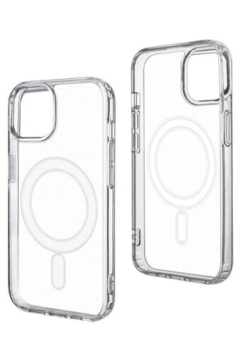 Чехол магнитный для Apple iPhone 15 Plus прозрачный , противоударный чехол с магнитным креплением пластиной для беспроводной зарядки , добавляет функцию MagSafe ( магсейф) на Айфон 15 Плюс