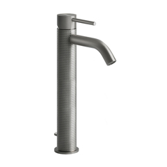 Gessi 316 54404#239 Смеситель для раковины на 1 отверстие, высокий, h=305мм, с донным клапаном, излив 123мм, цвет: steel brushed фото