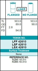 Гильза блока цилиндров TEIKIN LFF42610 (4шт/упак) хонингованная