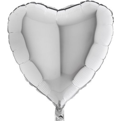 Сердце гелиевое Металлик Silver 46 см.