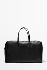 Massimo Dutti Большая дорожная сумка из кожи наппа, черный