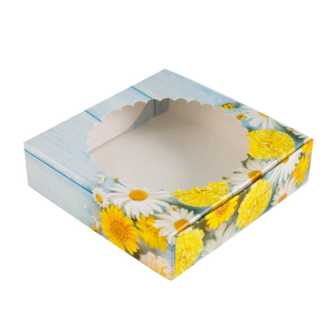 Коробка для печенья 12*12*3 см с окном 