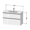 Duravit D-Neo DE435601818 Тумбочка подвесная, 984x452хh625 мм, 2 ящика, цвет: Белый матовый (для раковины 236710)