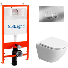 BelBagno Uno BB5177CH-TOR/SC/BB026/BB081CR Инсталляция с унитазом и сиденьем, цвет: белый фото