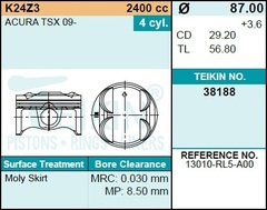 Поршень двигателя TEIKIN 38188 STD (4шт/упак)