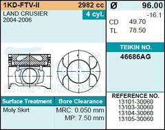 Поршень двигателя TEIKIN 46686AG 0.50 (4шт/упак)