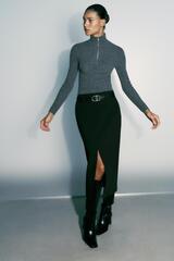 ZARA ЮБКА МИДИ С ПОЯСОМ, ЧЕРНЫЙ