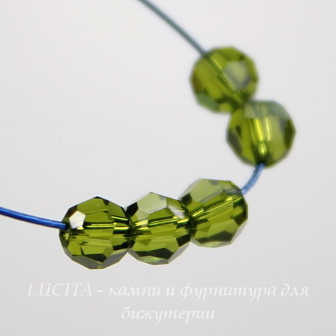 5000 Бусина - шарик с огранкой Сваровски Olivine 4 мм, 5 штук