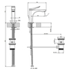 Gessi Rilievo 59001#299 Смеситель для раковины на 1 отв. с донным клапаном h=153мм, излив 126мм , цвет: nero XL