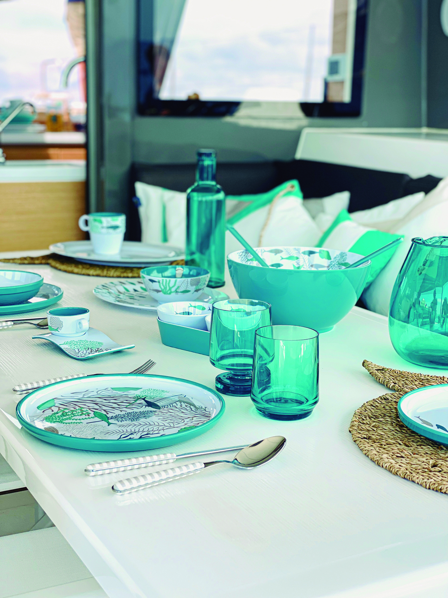 MELAMINE OVAL SERVING DISH, COASTAL