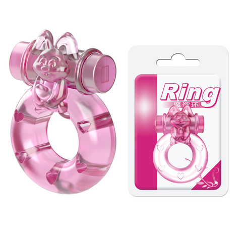 Эрекционное виброкольцо Pink bunny BI-010082A