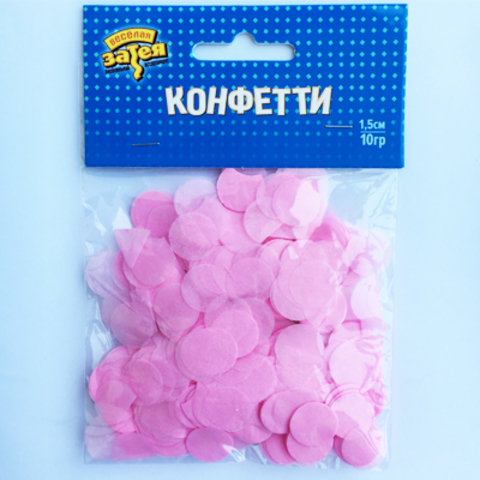 Конфетти бумажное, Тишью Круг, Розовый, 1,5 см, 10 г