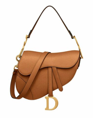 Сумка Dior Saddle с ремнем коричневый