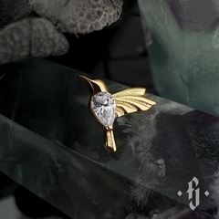 Накрутка "Colibri" - Желтое золото - White CZ