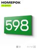 Номер на дверь 598, табличка на дверь для офиса, квартиры, кабинета, аудитории, склада, зеленая 120х70 мм, Айдентика Технолоджи